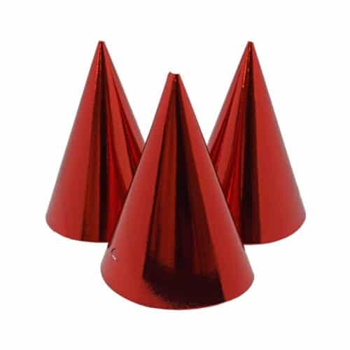 Party hats red metallic