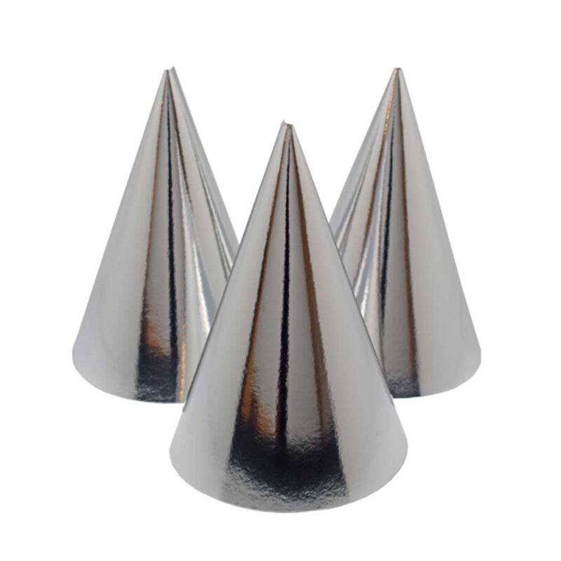 Party hats silver metallic