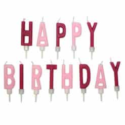 Tårtljus med text happy birthday ljurosa och mörkrosa