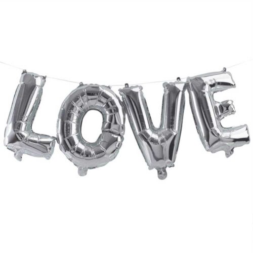 Balloon garland LOVE - silver