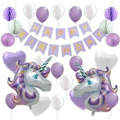 Unicorn set Happy birthday - Purple