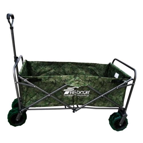 Foldable outdoor trolley camping trolley on wheels - Green camouflage