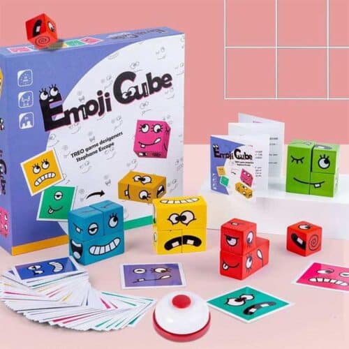Educational puzzle game with different emotional expressions