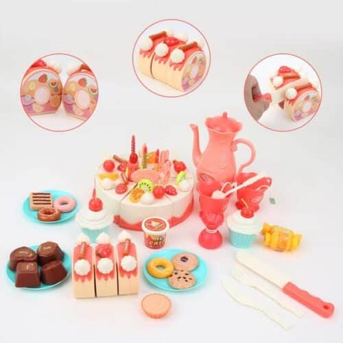 Toy bakery set of pastries and birthday cake