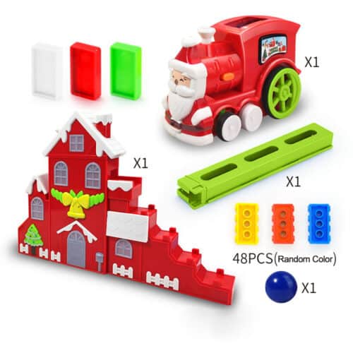 Electric domino train with Santa Claus