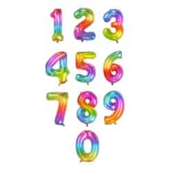 Number Balloon Rainbow Colored Large