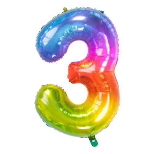 Number Balloon Rainbow Colored Number 3
