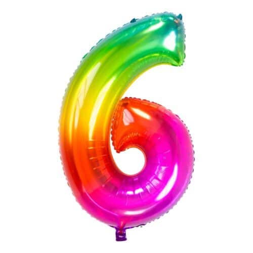 Number balloon Rainbow colored number 6