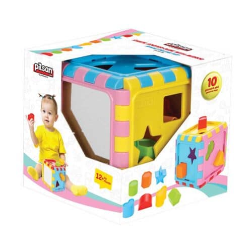 Activity cube with shapes and mirror box