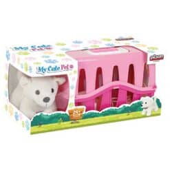 Leksakshund set inklusive hundbur och tillbehor rosa box
