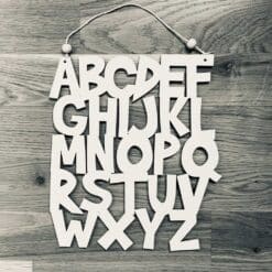 English alphabet in white color