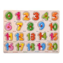 Wooden jigsaw puzzle numbers - 0 to 20 with knobs