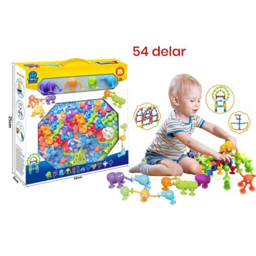 Rubber Construction Toys with Suction Plug 54 pieces