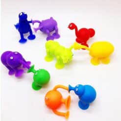 Rubber construction toys with suction cups