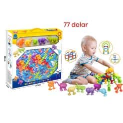 Rubber construction toys with suction cup 77 pieces