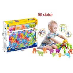 Rubber construction toys with suction cup 96 pieces