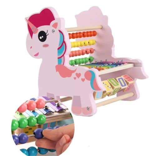 Kids abacus including xylophone and blocks unicorn 1