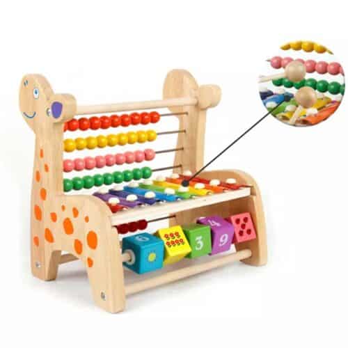 Kids abacus including xylophone and blocks giraffe details 1