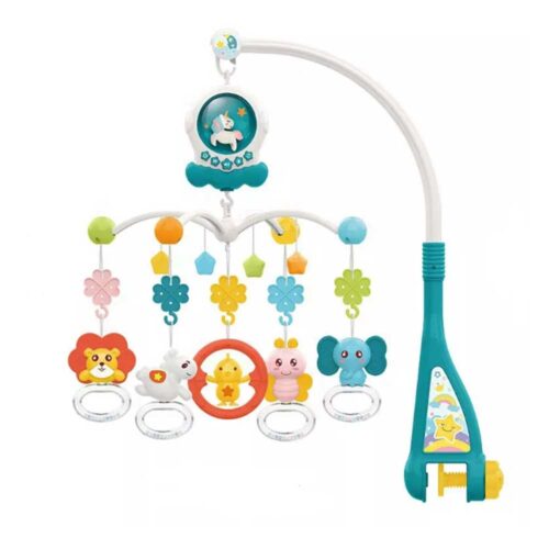 Bed mobile music and light baby toys newborn turquoise