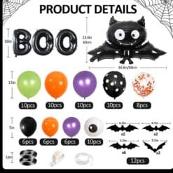 Ballongbage Halloween Fladdermus detaljer