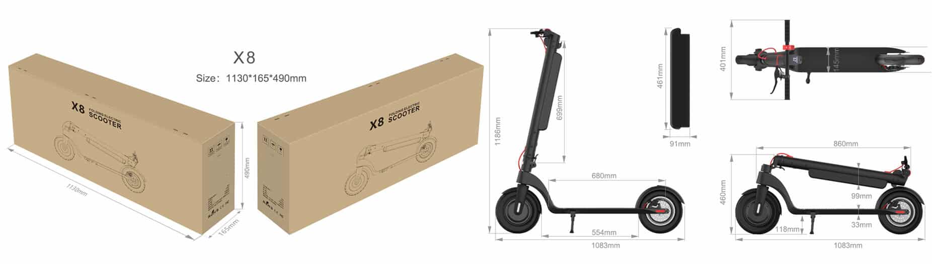 Electric scooter HX X8 details 2