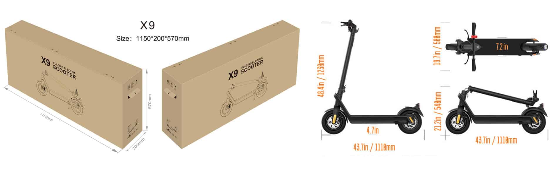 Emballage til elektrisk løbehjul HX X9 Plus
