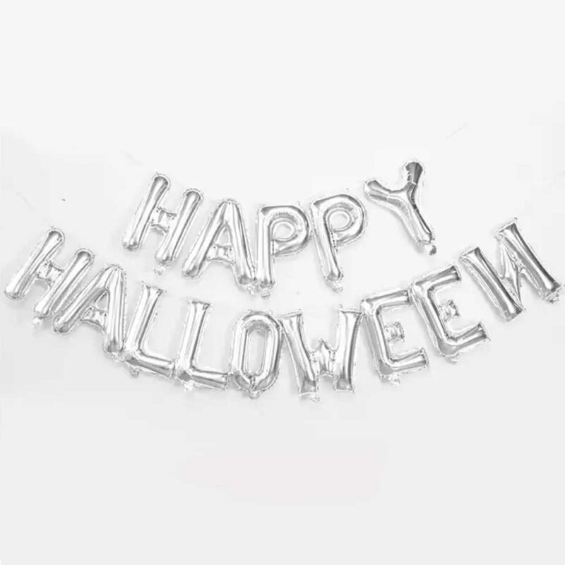 Balloon garland Happy Halloween Silver