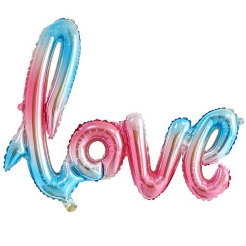 Regnbuefarvet folieballon 'Kærlighed'