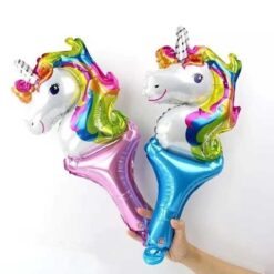 Unicorn Foil Balloon Rainbow Colored Handheld