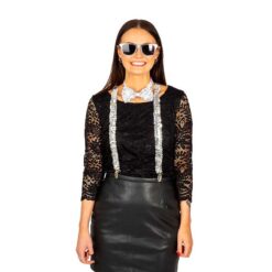 Kit with Silver Sequin Braces Sunglasses and Bow Tie