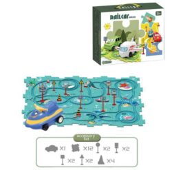 Rail Car Puzzle Mat with Car Tracks Sea