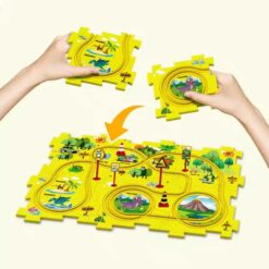 Rail Car Puzzle Mat with Car Track Details