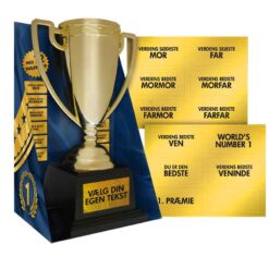 Gold trophy with any text