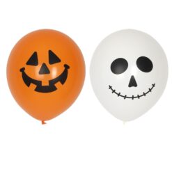 Ballonnen Pompoen 6 stuks - latex ballonnen in wit en zwart met pompoenprint. Vul met lucht of helium en creëer een feestelijke Halloweensfeer! 