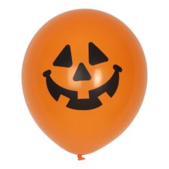 Ballonger Pumpa 6 st – latexballonger i vitt och svart med pumpatryck. Fyll med luft eller helium och skapa en festlig Halloweenstämning!