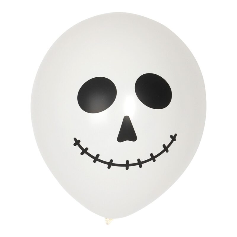 Ballonger Pumpa 6 st – latexballonger i vitt och svart med pumpatryck. Fyll med luft eller helium och skapa en festlig Halloweenstämning!