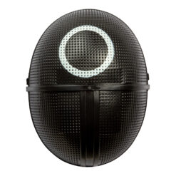 Squid Game Circle Mask i plast, one size för vuxna. Svart mask med vit cirkel, perfekt för Halloween, maskerader och film- och TV-teman.