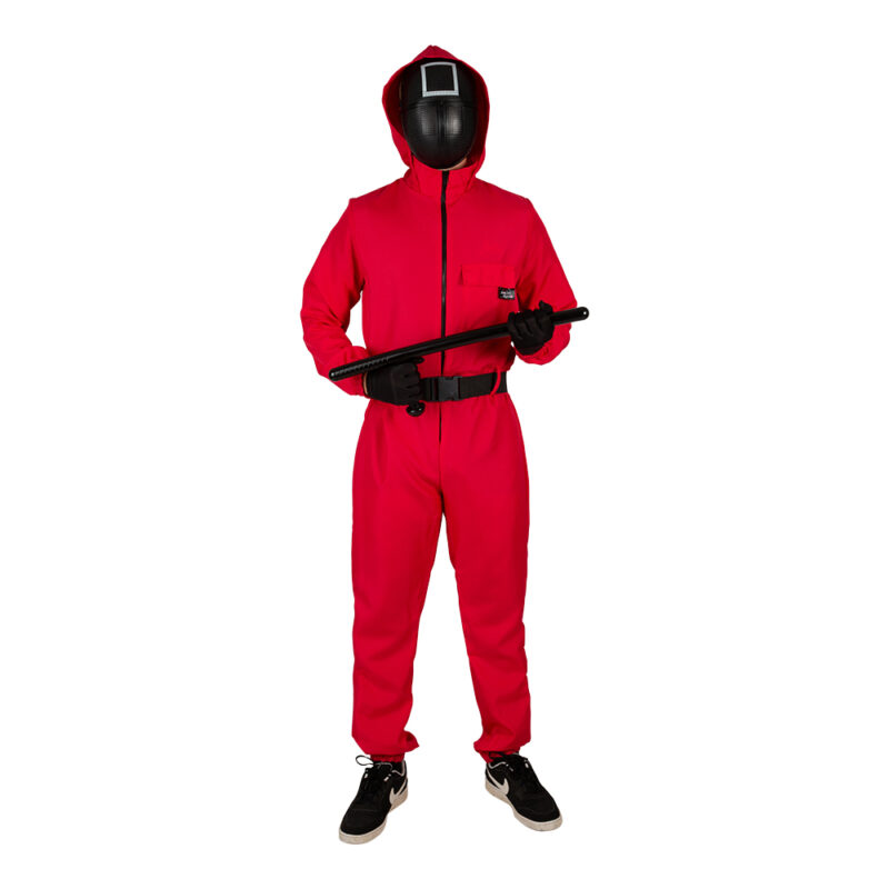 Squid Game Square Mask – svart mask med vit fyrkant, inspirerad av serien. Perfekt för Halloween, maskerader och temafester. One size för vuxna.