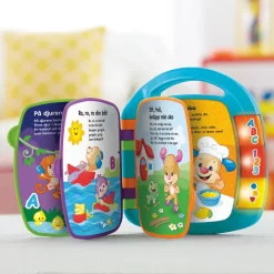 Fisher-Price Laugh & Learn Storybook Rhymes SE – en interaktiv musikbok för barn från 6 månader! Sjung med i 6 sånger, lär bokstäver, siffror, färger och former. Perfekt att ta med överallt!